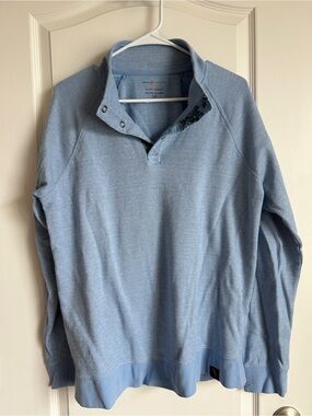Margaritaville Light Blue Long-Sleeve Pullover Mock Collar Shirt